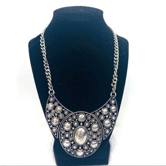 Silver Plated Statement Necklace - Picture 1 of 5